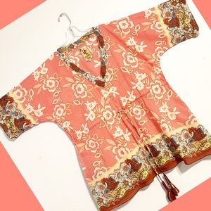 Johnny Was Floral Paisley Empire Waist Tunic Top